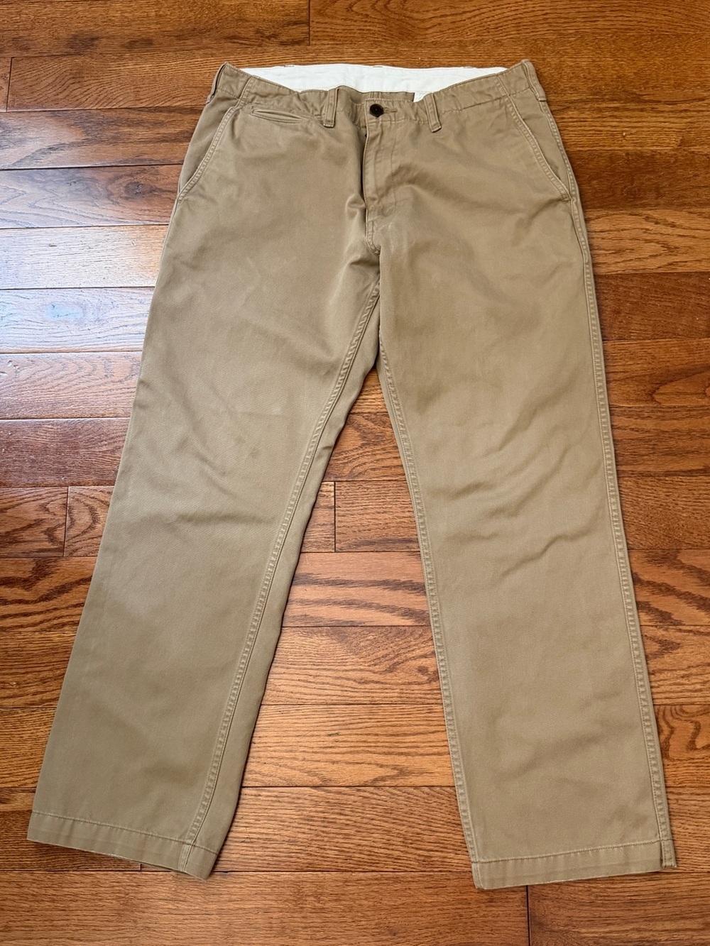 Uniqlo Chino Pants Mens 32x28 Slim Fit Straight Stretch Beige Cotton